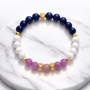 Natural Lapis Lazuli Morganite Crystal Bracelet 8mm Beads Stone Healing Jewelry